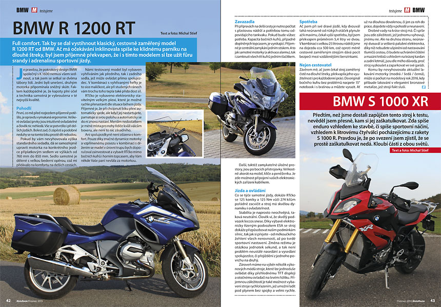 Test BMW R 1200 RT, test BMW S 1000 XR