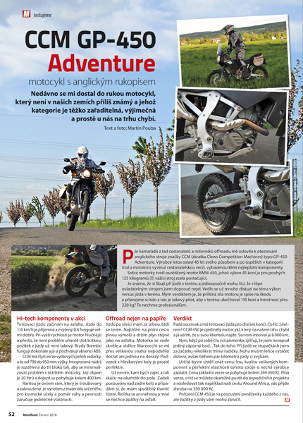 Test CCM GP-450 Adventure