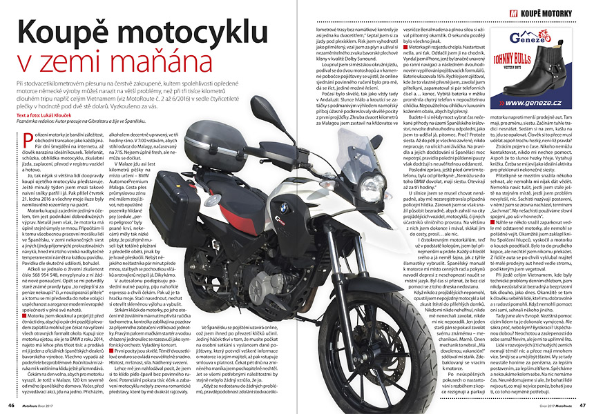 Lukáš Klouček: koupě motocyklu